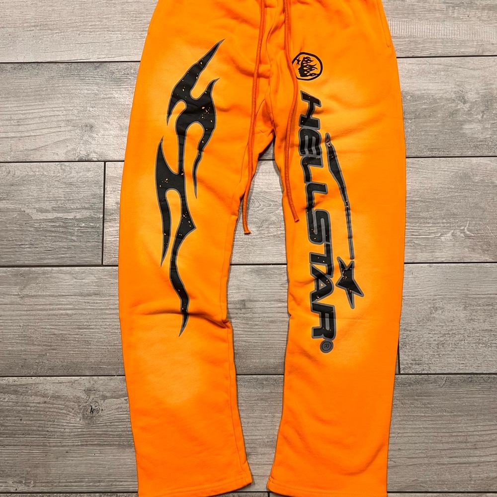 Hellstar Orange Graphic Sweatpants - image 1